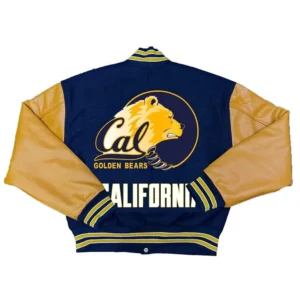 University of california golden bears navy yellow wool leather varsity jacket