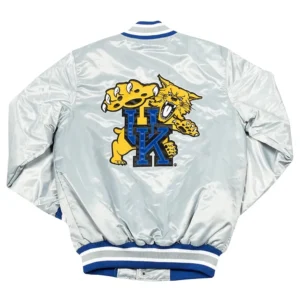 University of kentucky wildcats silver satin varsity jacket