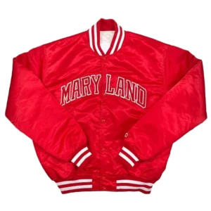 University of maryland red satin varsity jacket