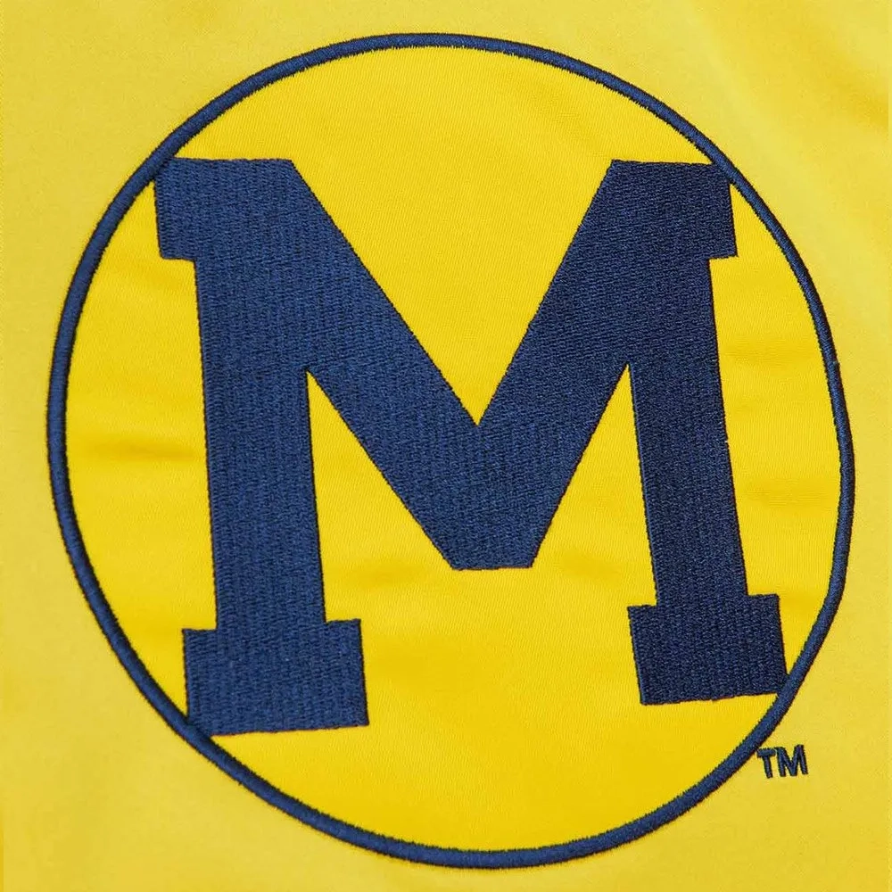 University of michigan wolverines yellow satin varsity jacket