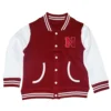 University of nebraska huskers letterman red white wool leather varsity jacket