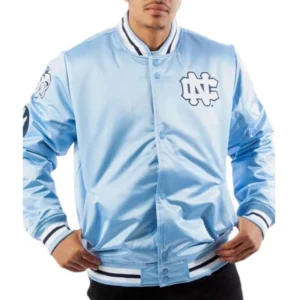 University of north carolina tar heels blue satin varsity jacket 1