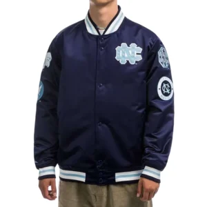 University of north carolina tar heels blue satin varsity jacket 3