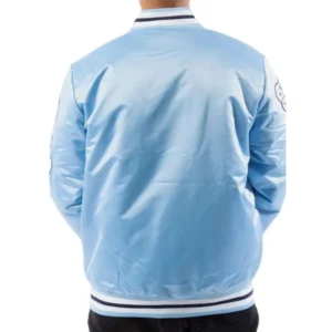 University of north carolina tar heels blue satin varsity jacket