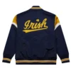 University of notre dame fighting irish navy satin varsity jacket 1