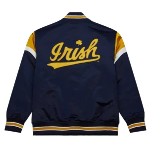 University of notre dame fighting irish navy satin varsity jacket 1