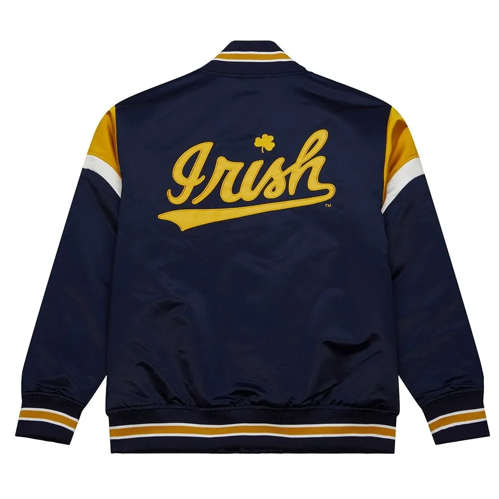 University of notre dame fighting irish navy satin varsity jacket 1