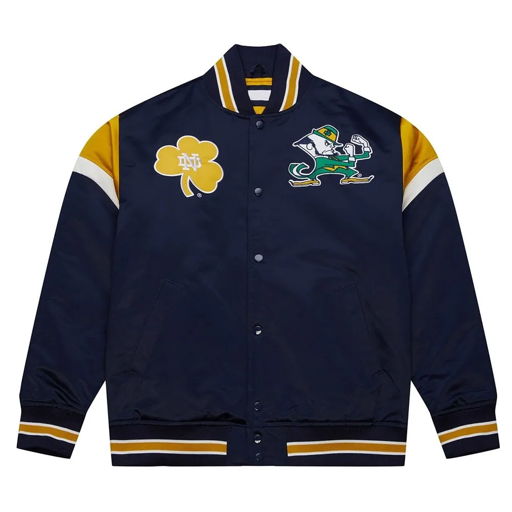 University of notre dame fighting irish navy satin varsity jacket 2