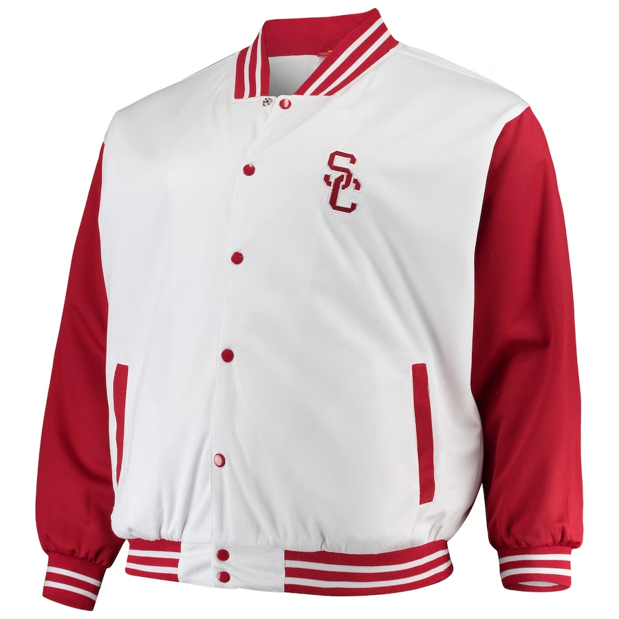 Usc trojans big tall birdseye whitered satin varsity jacket 2