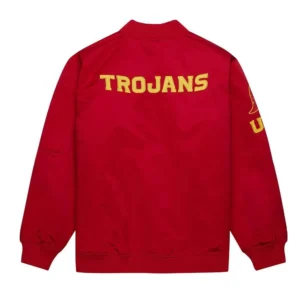 Usc trojans cardinal sc interlock red satin varsity jacket