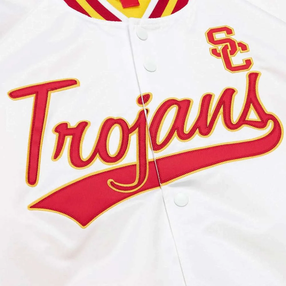 Usc trojans script white satin varsity jacket 1