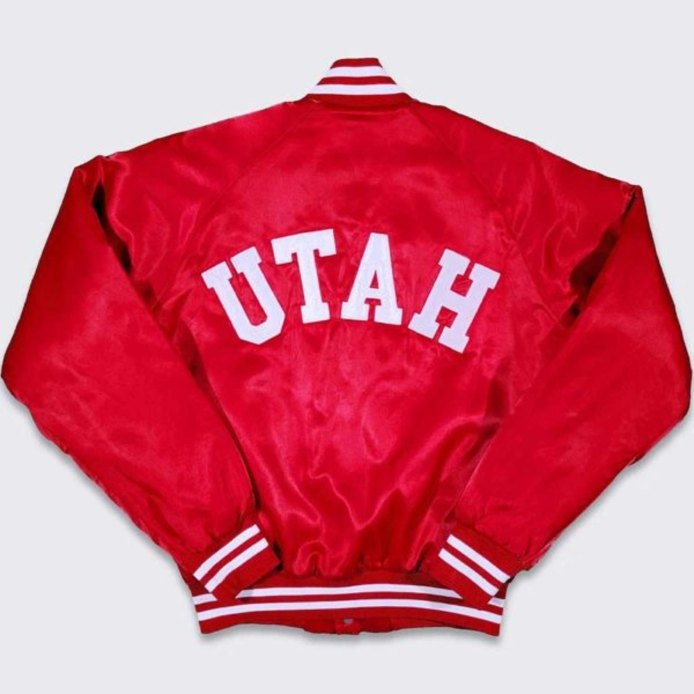 Utah utes 80s red bomber satin varsity jacket 2