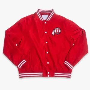 Utah utes script bomber red satin varsity jacket 2