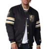 Vegas golden knights scout black satin varsity jacket 1
