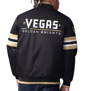Vegas golden knights scout black satin varsity jacket 2