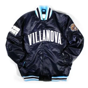 Villanova wildcats vintage full snap navy satin varsity jacket