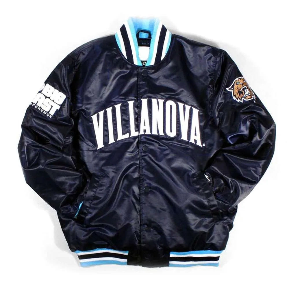 Villanova wildcats vintage full snap navy satin varsity jacket