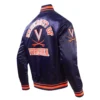 Virginia cavaliers classic rib knitted navy satin jacket