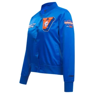 Virginia cavaliers womens blue satin varsity jacket