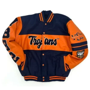 Virginia state trojans ole skool black wool leather varsity jacket 2