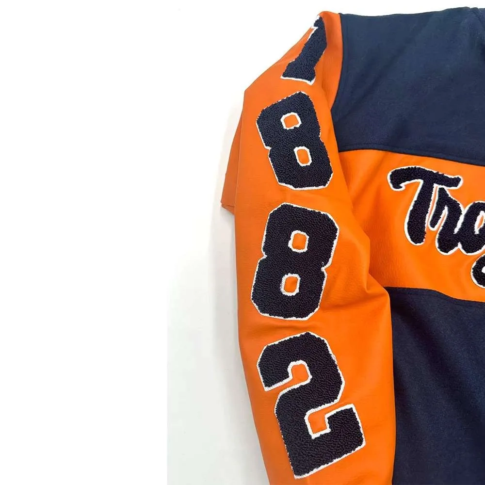Virginia state trojans ole skool black wool leather varsity jacket 3