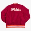 Virginia tech hokies script bomber red satin varsity jacket 2