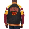 Washington commanders g iii sports by carl banks raglan black red leather varsity jacket