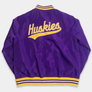 Washington huskies script purple satin varsity jacket