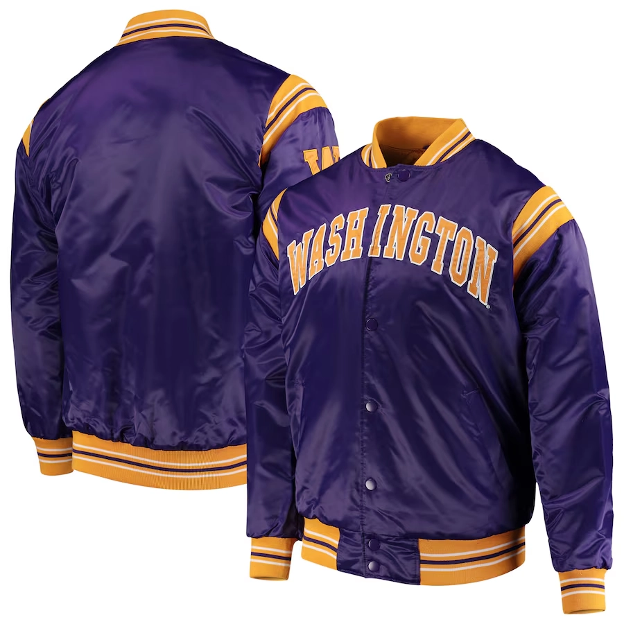 Washington huskies the enforcer purple satin varsity jacket 2