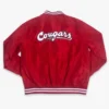 Washington state cougars roses script bomber red satin varsity jacket 1