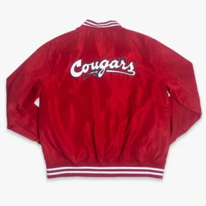 Washington state cougars roses script bomber red satin varsity jacket 1
