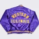 Western illinois leathernecks purple satin varsity jacket 1