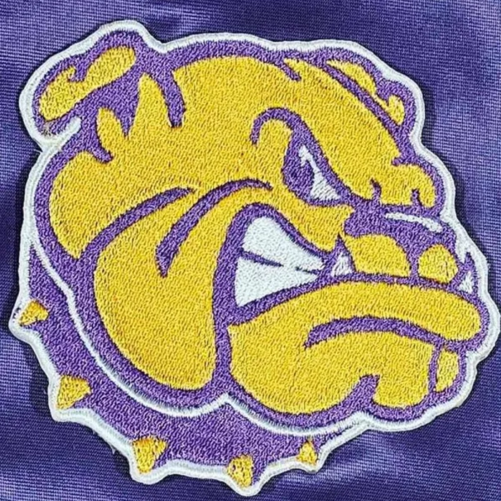 Western illinois leathernecks purple satin varsity jacket