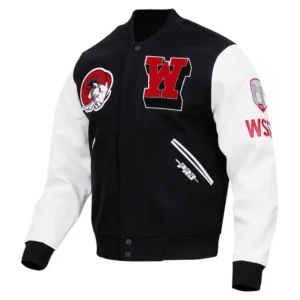 Winston salem state rams classic wool leather varsity jacket