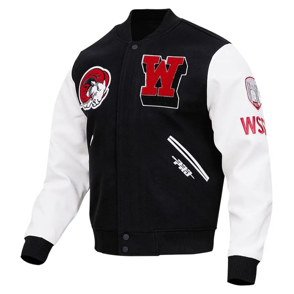 Winston salem state rams classic wool leather varsity jacket