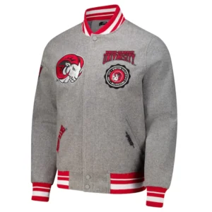 Winston salem state rams grey crest emblem varsity jacket