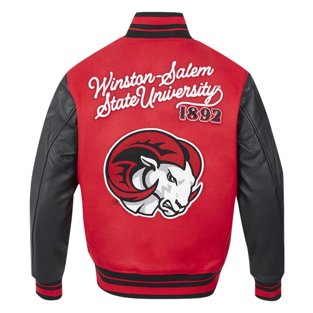Winston salem state rams hbcu vintage redblack wool leather jacket