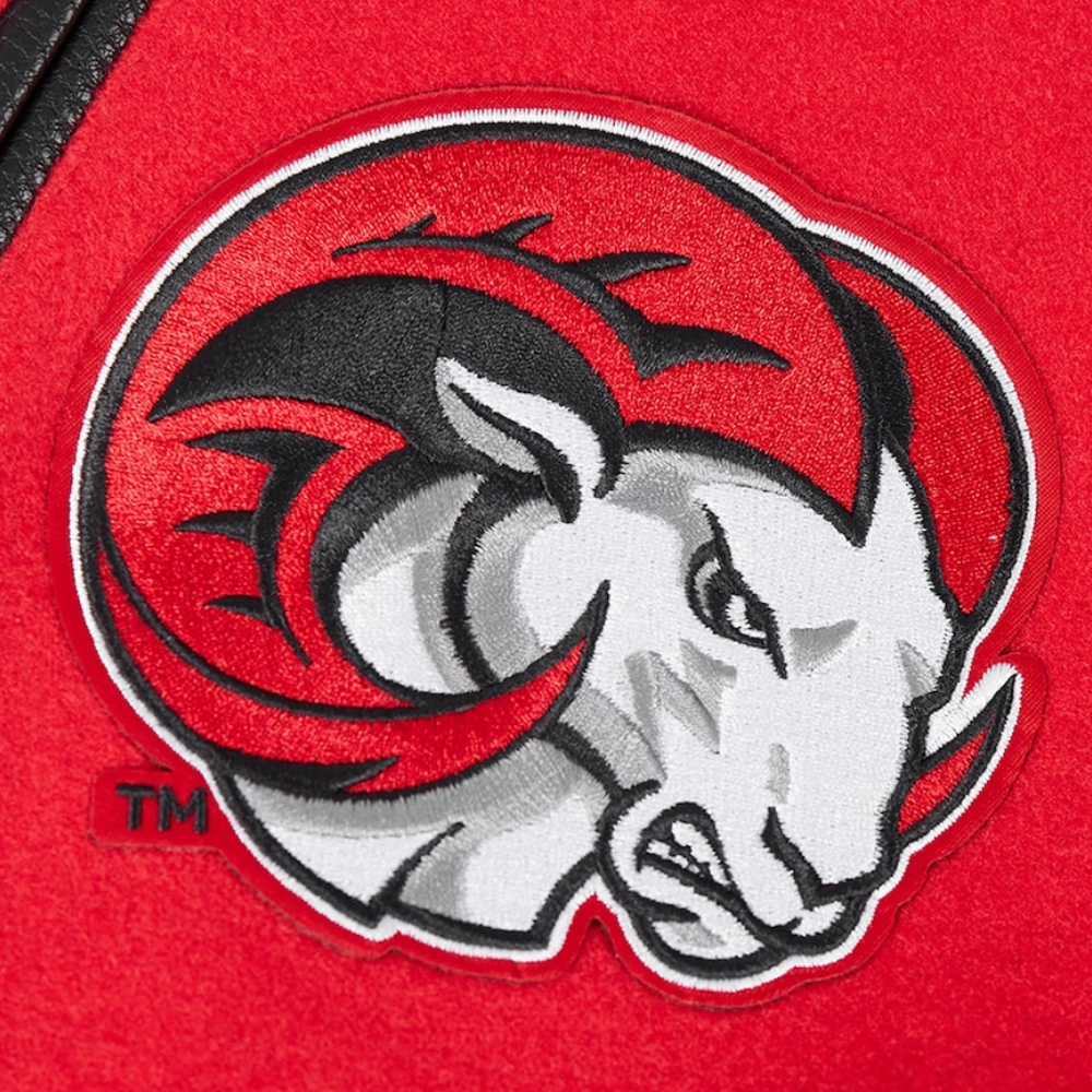 Winston salem state rams hbcu vintage redblack wool leather varsity patch logo
