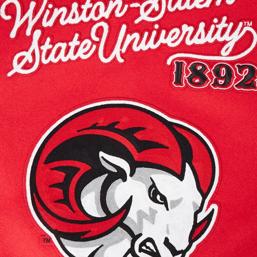 Winston salem state rams hbcu vintage redblack wool leather varsity patch