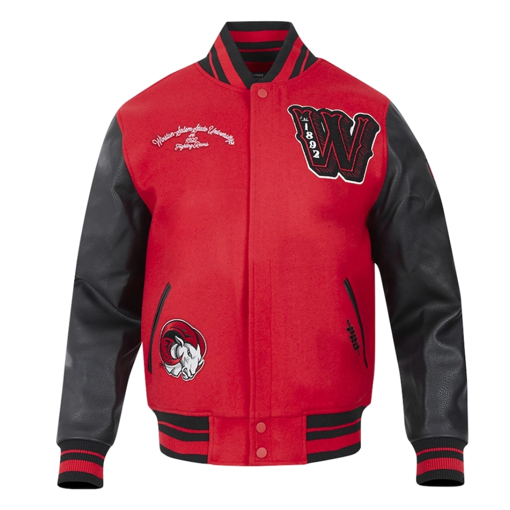 Winston salem state rams hbcu vintage redblack wool varsity jacket