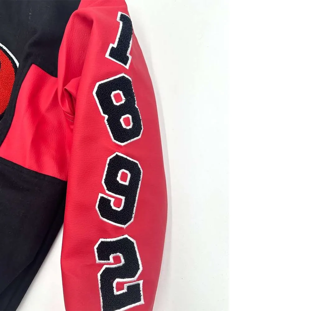 Winston salem state rams ole skool letterman blackred wool leather varsity jacket 1