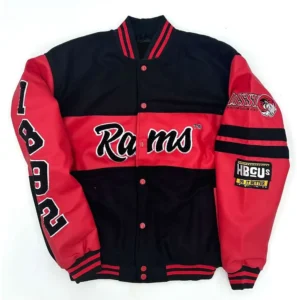 Winston salem state rams ole skool letterman blackred wool leather varsity jacket 3