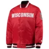 Wisconsin badgers o line red satin varsity jacket 2