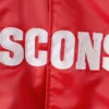 Wisconsin badgers o line red satin varsity jacket 4