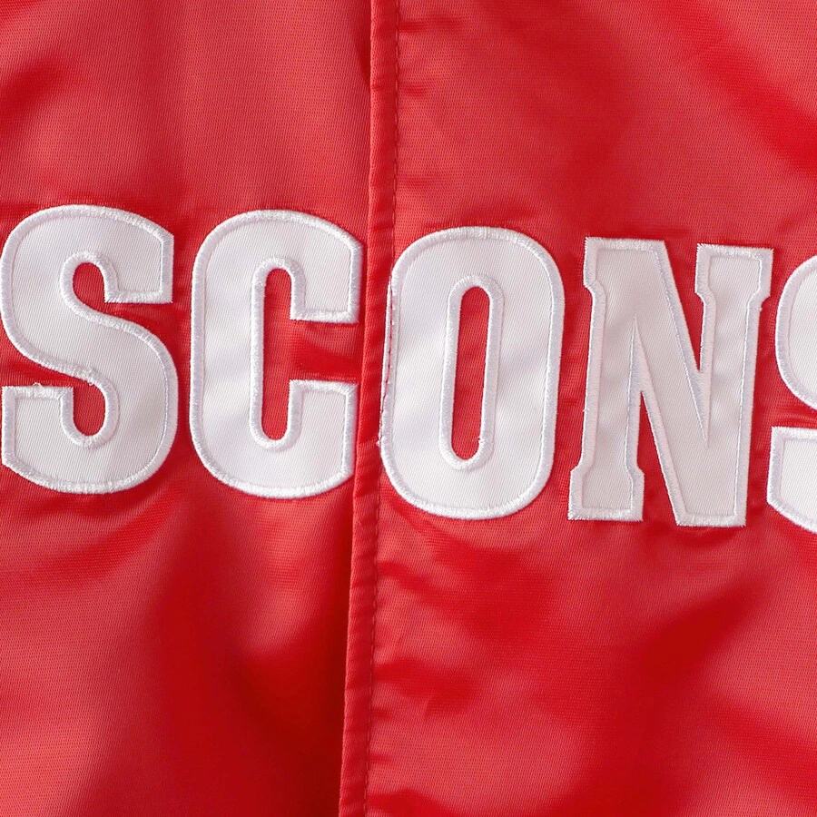 Wisconsin badgers o line red satin varsity jacket 4