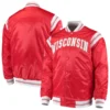 Wisconsin badgers the enforcer red satin varsity jacket 1