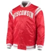 Wisconsin badgers the enforcer red satin varsity jacket 2