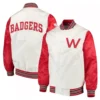 Wisconsin badgers the rookie white red satin varsity jacket