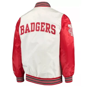 Wisconsin badgers the rookie white red satin varsity jacket 2