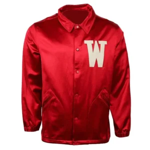 Wisconsin badgers windbreaker red satin varsity jacket 3